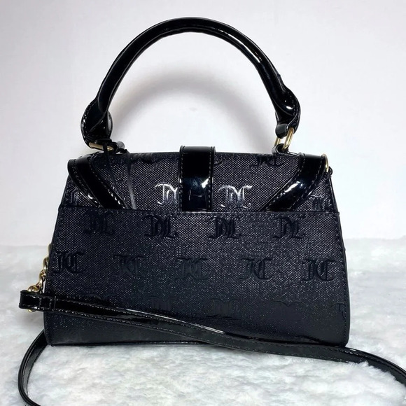 Juicy Couture Black Gothic Logo Fancy Flap Crossbody Handbag Evening Purse New - Picture 7 of 11